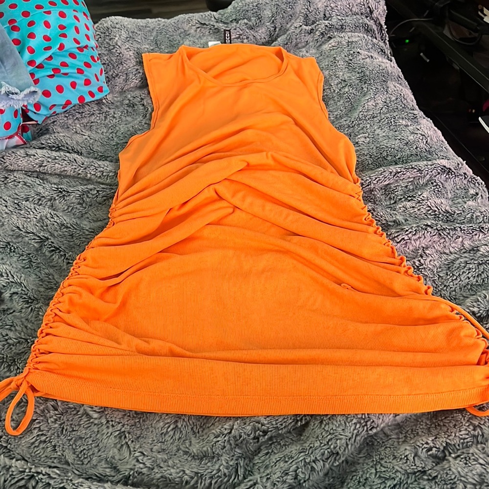 tight neon orange dress